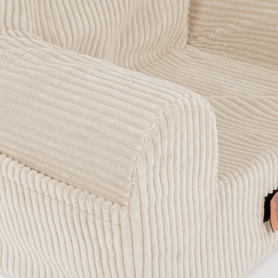 Personalized foam armchair for kids beige fabric corduroy