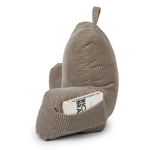 Flumi Rückenlehne Lesekissen für Erwachsene mit Armlehnen und Taschen - Kord beige