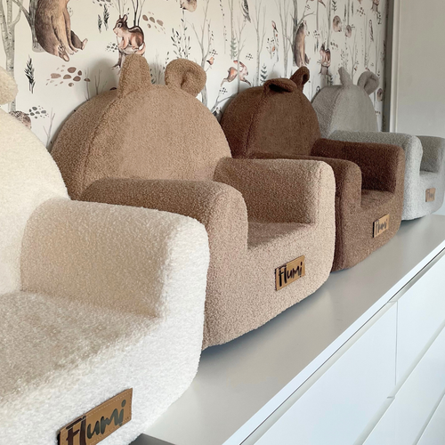 Personalized children's foam armchair- light beige teddy