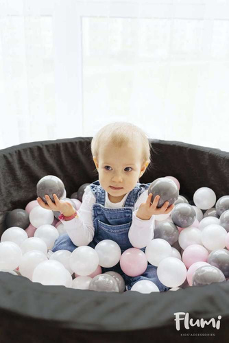 Personalisierte Bällebad Baby Bällepool Kinder 90x40cm mit 200 Bällebad Bälle schwarz