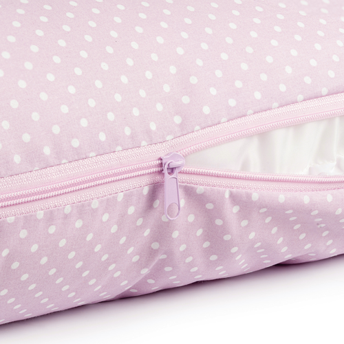 Maternity pillow type C powder pink with white dots