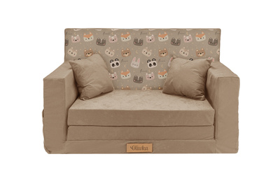 Personalisierte faltbare Kindercouch beige Teddybären