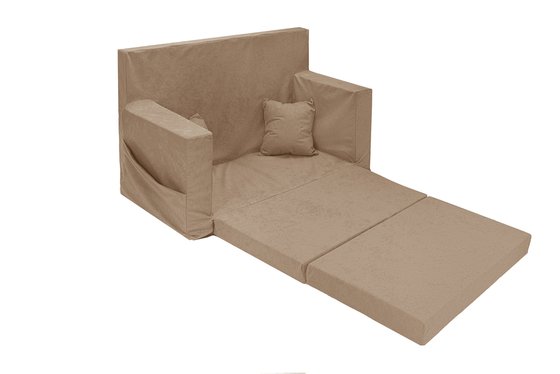 Rozkładana personalizowana sofa piankowa dziecięca beżowa