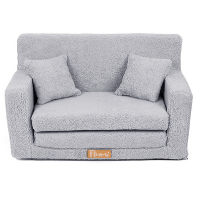 Rozkładana personalizowana sofa piankowa dziecięca - baranek szary